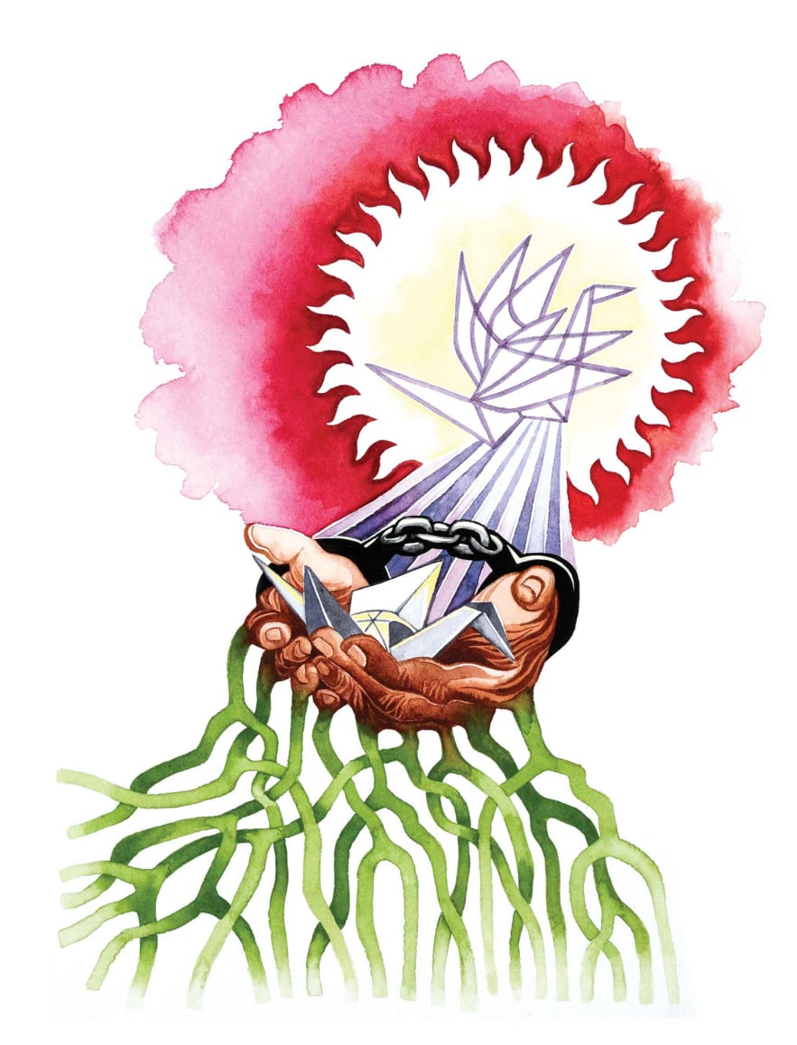 Holy Week watercolor by Emily C-D for the We Garden Under Blue Lights book w Karen Brau, 2016.