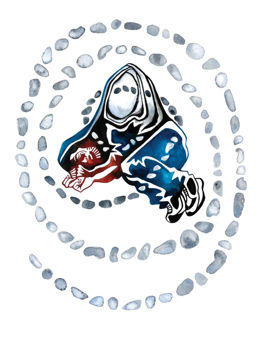 For Douglas and East Baltimore watercolor by Emily C-D for the We Garden Under Blue Lights book w Karen Brau, 2016.