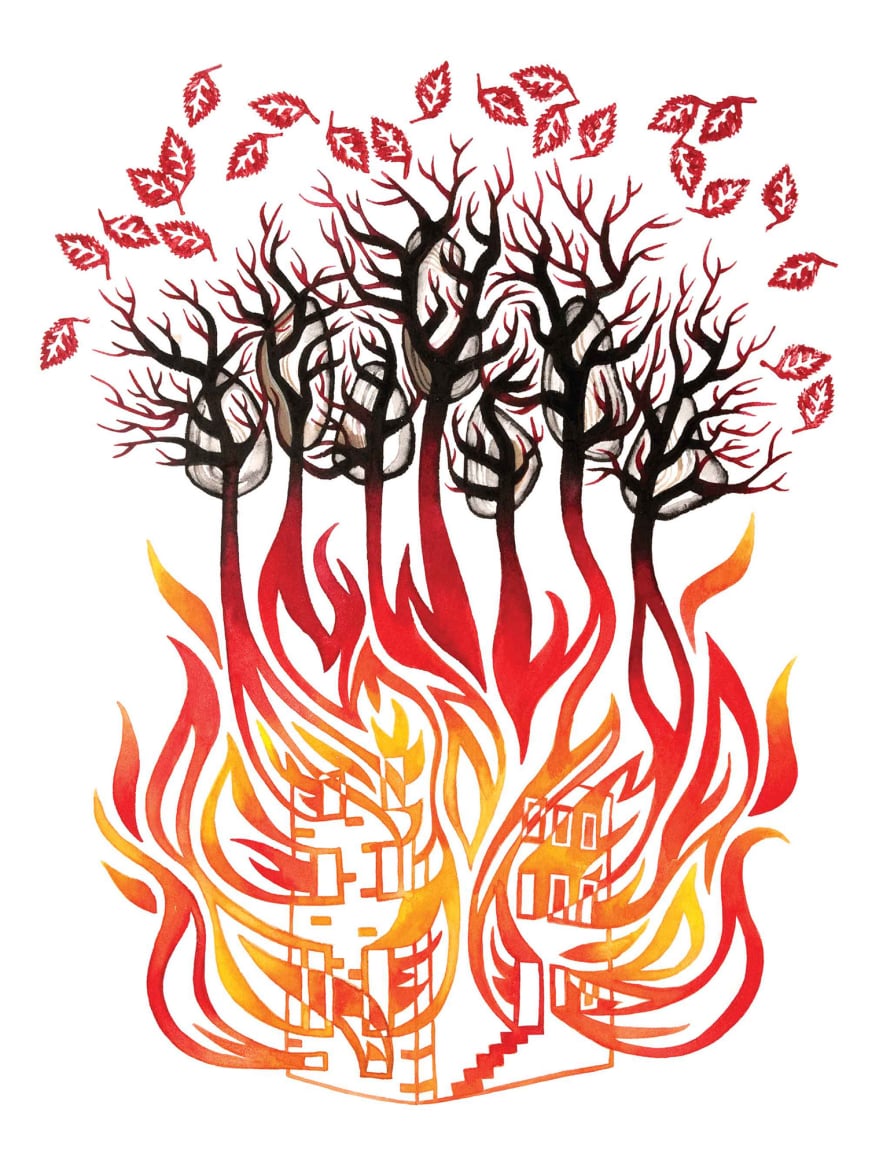 Dawsons Killings watercolor by Emily C-D for the We Garden Under Blue Lights book w Karen Brau, 2016.