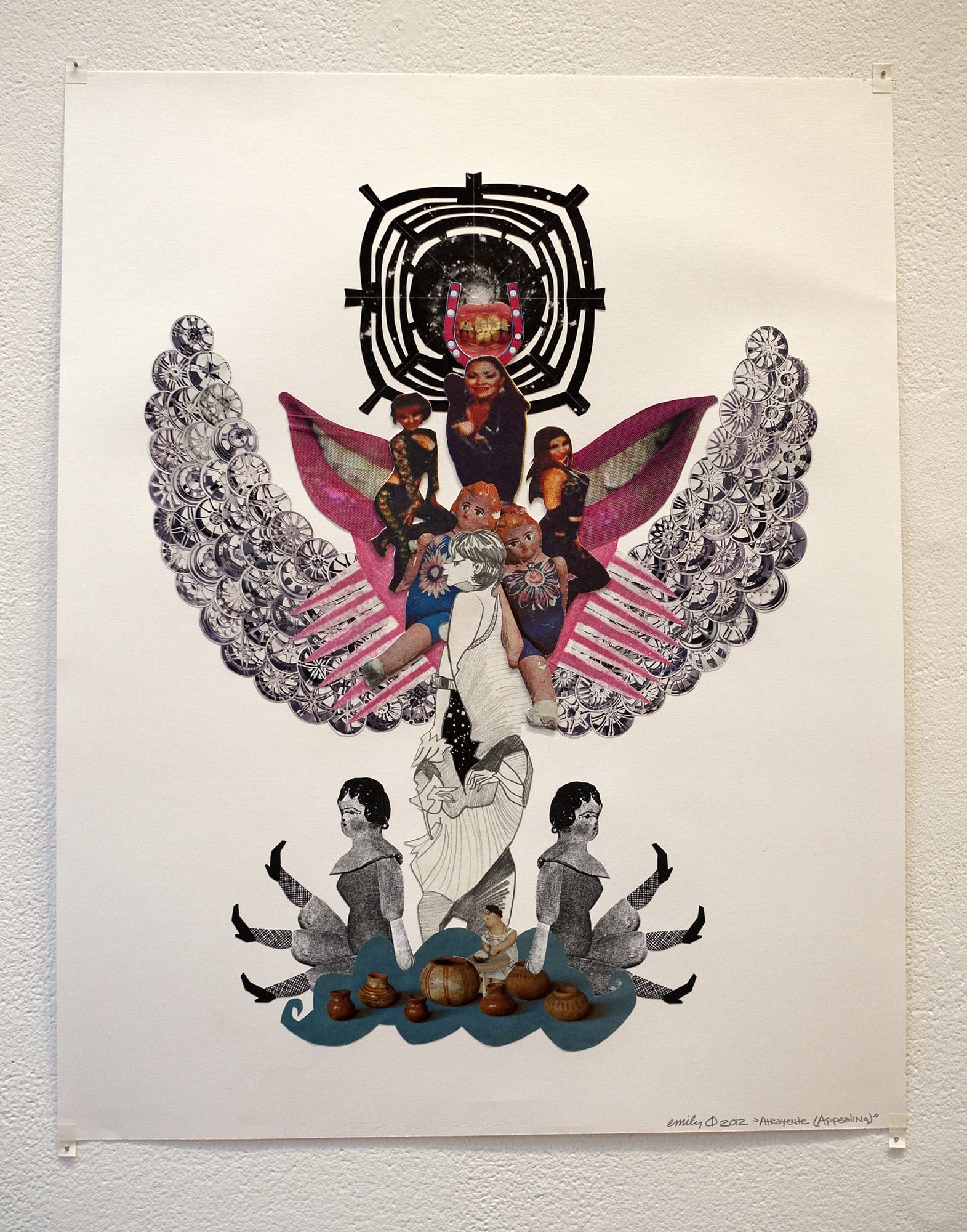 Collage in the solo exhibit Intervenida by Emily C-D at Julio Fine Arts Gallery at Loyola University, Baltimore, MD, 2012.