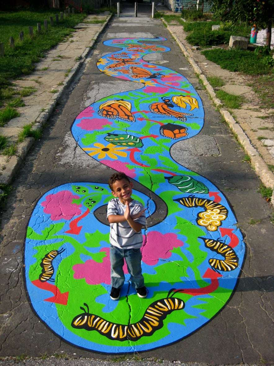 Community Lot mural by Emily C-D, Baltimore, MD, 2008-09.