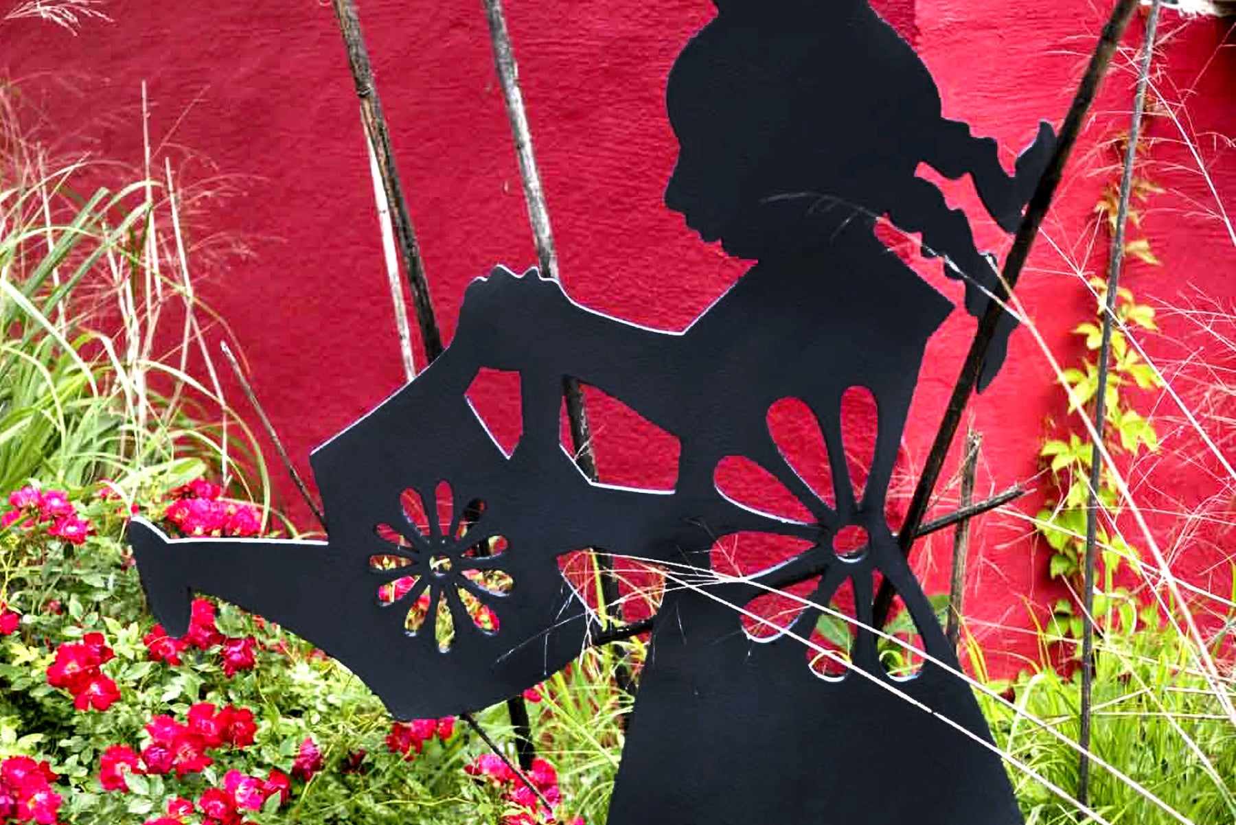 Schoolhouse Garden steel sculpture in Baltimore, MD by Emily C-D with Jessie and Katey (artist trio Can Collective), 2013.