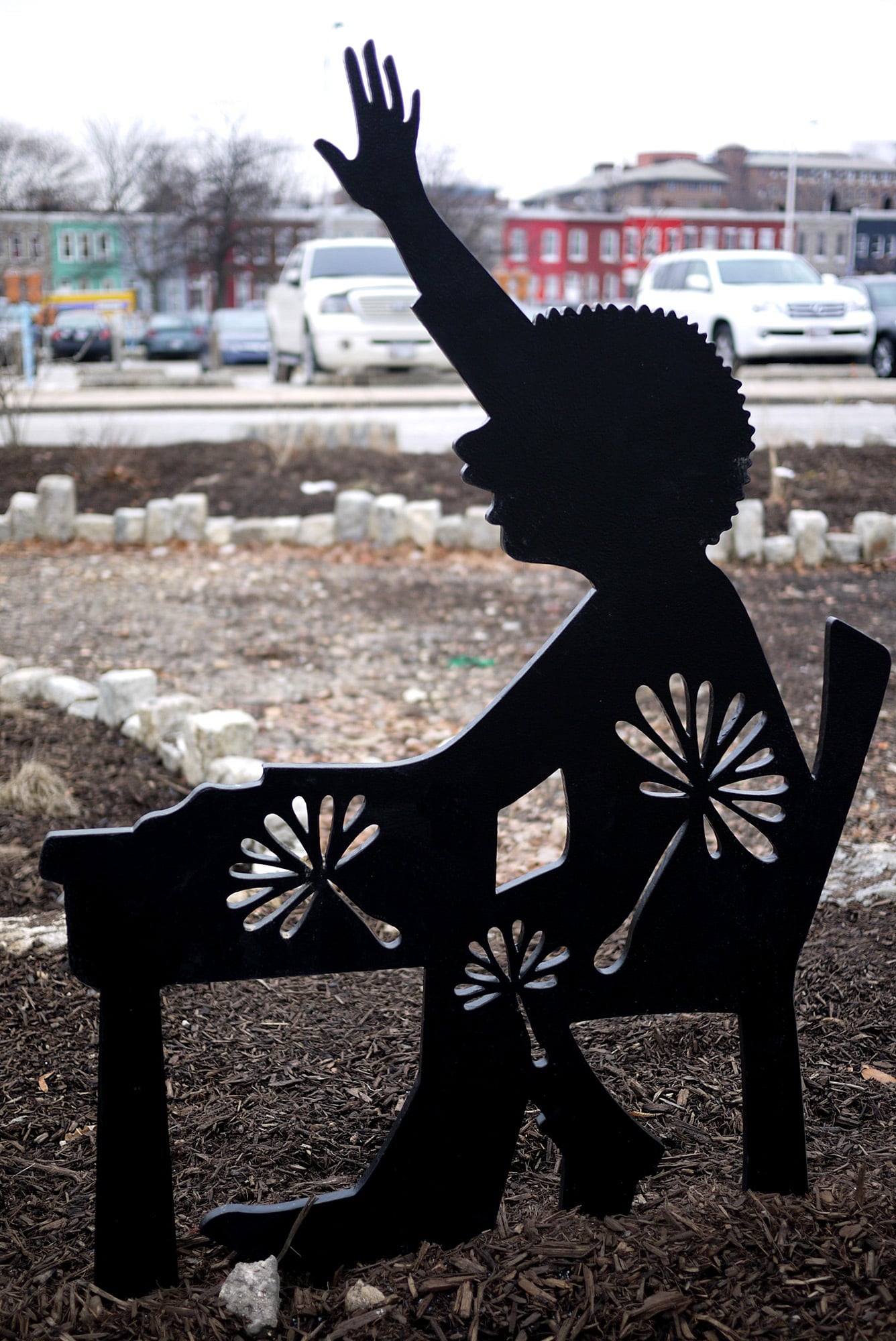 Merryman Lane sculpture garden in Baltimore, MD by Emily C-D with Jessie and Katey (artist trio Can Collective), 2013.