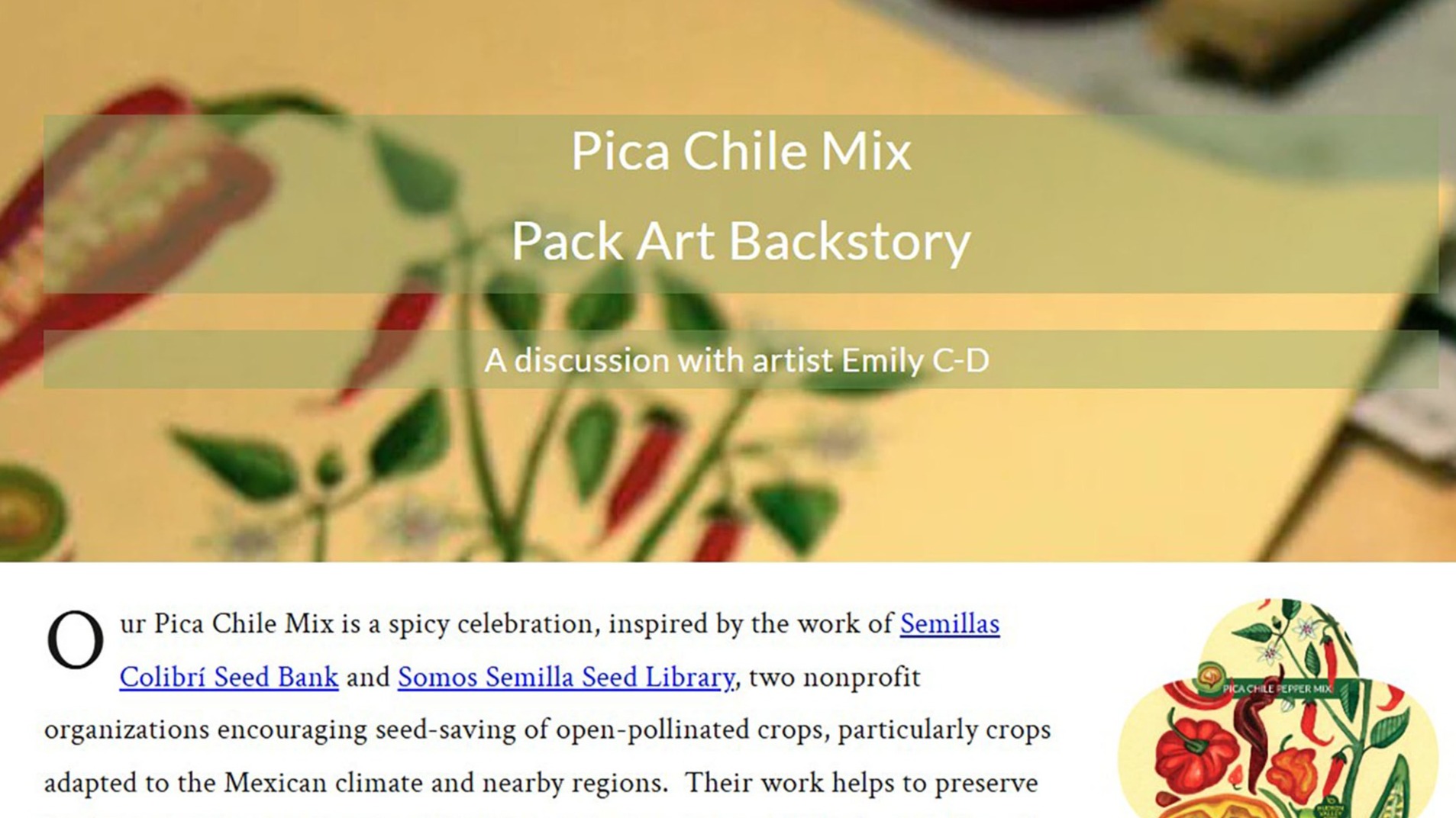 Hudson Valley Seed Co Blog Pica Chile Mix Pack Art Backstory: A discussion with artist Emily C-D 