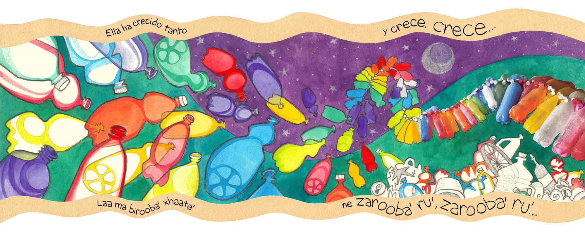 River for a Thousand Years picture book, text in Spanish/Zapotec by Victor Fuentes with illustrations by Emily C-D, published by the Mexican Ministry of Public Education in 2019.