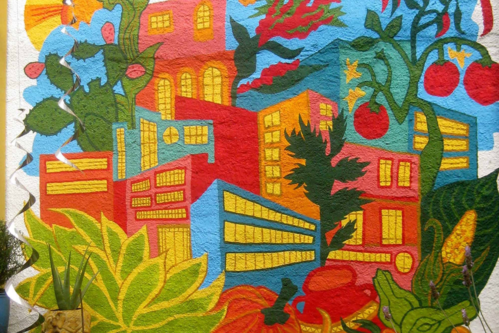 Ciudad Sembrada urban garden paintings by Emily C-D, Mexico City.