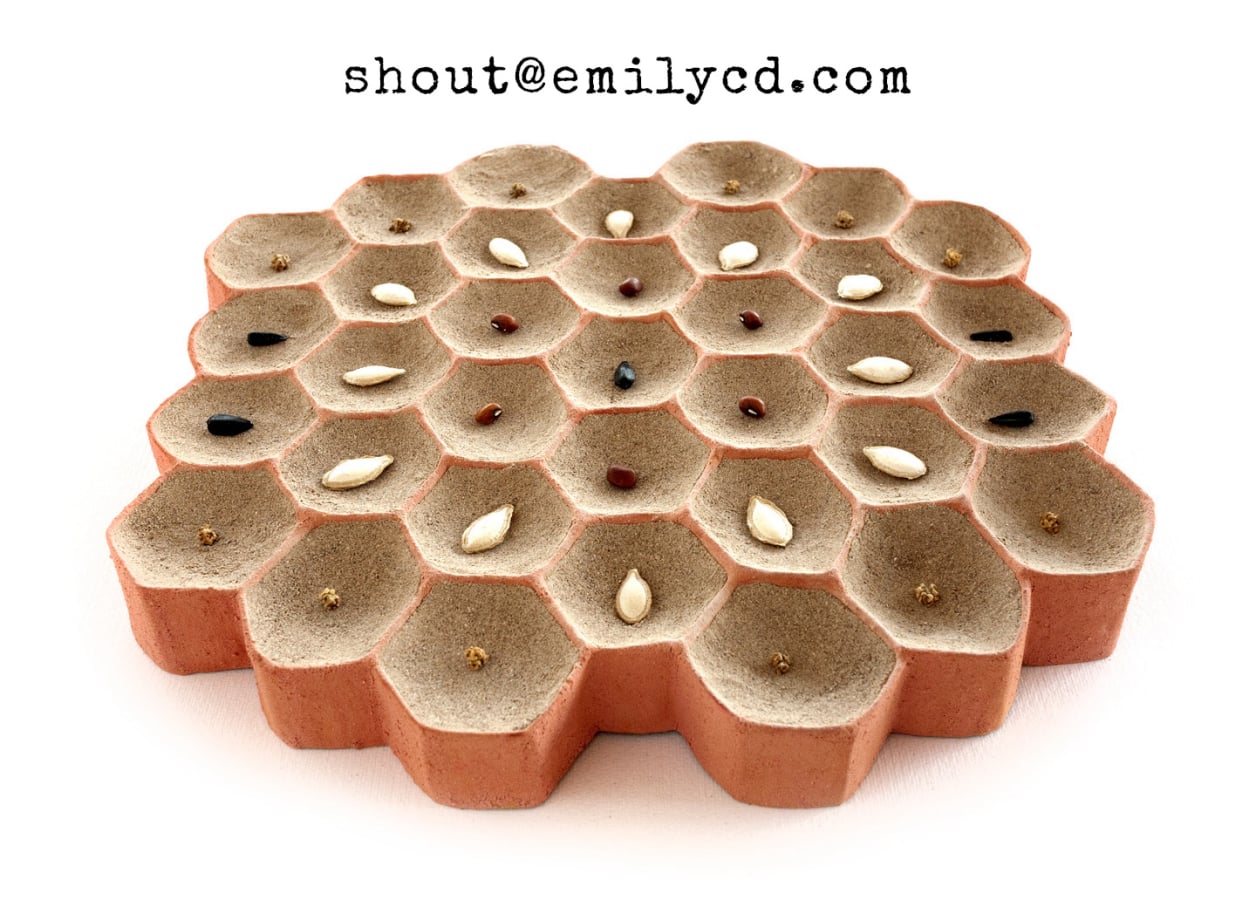 Seeding the Hive sculpture by Emily C-D. Get in touch--let's weave community together!