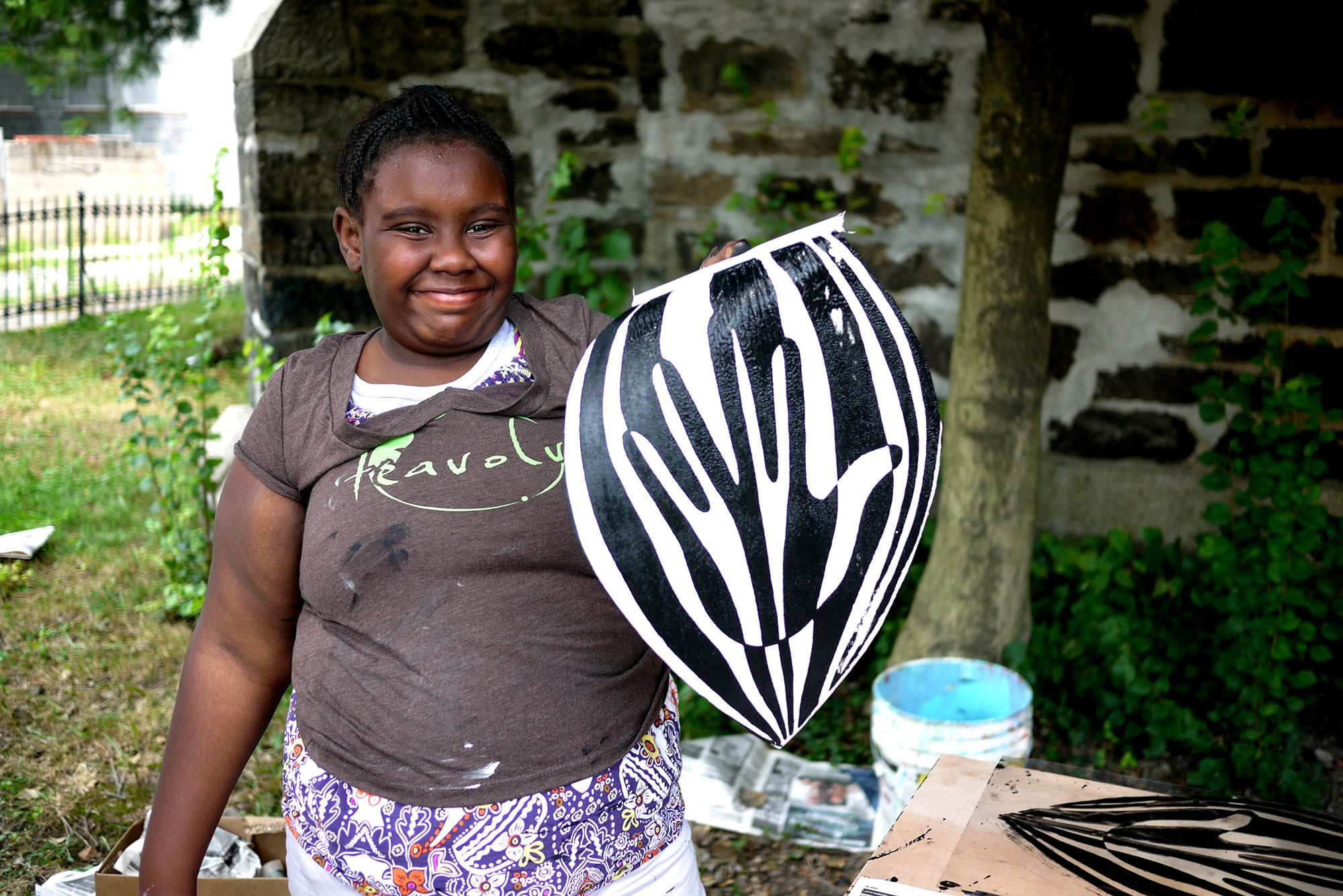 Sunflower Village screenprinting workshops in Baltimore, MD by Emily C-D with Jessie and Katey (artist trio Can Collective), 2012.
